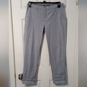 Tommy Hilfiger Blue and White Striped Straight Leg Pants
